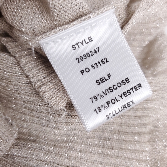 New Anthropologie Current Air Cream Silver Flake Layered Sweater Top Sz L - Picture 9 of 12